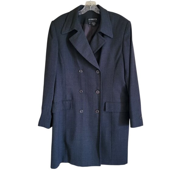 Liz Claiborne Double Breasted Wool Jacket Coat Women's 16 Gray Lightweight - Picture 1 of 9